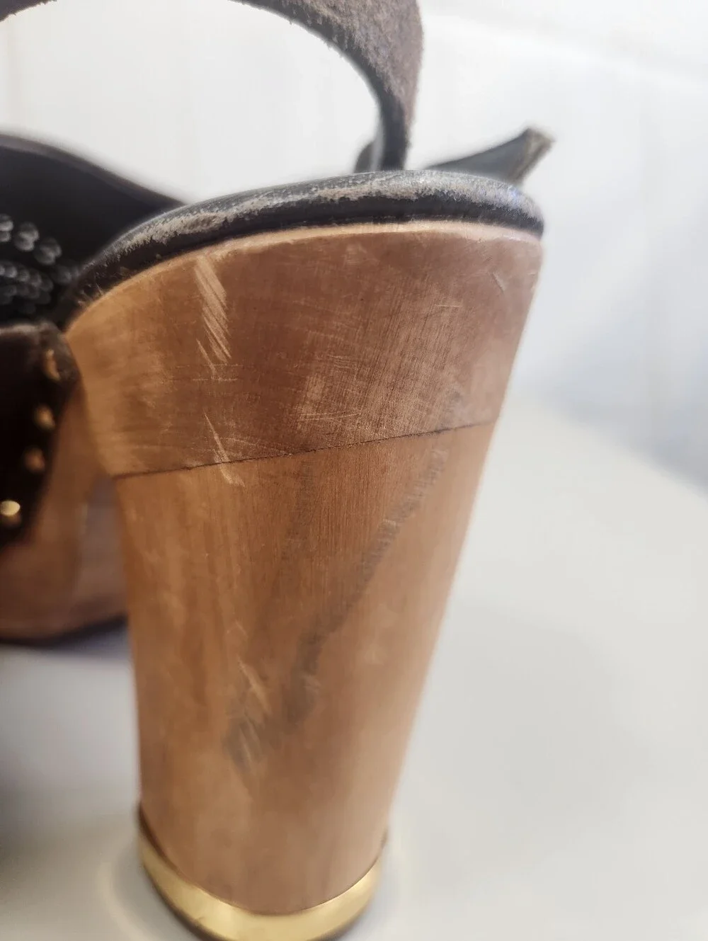 Tory Burch Brayden Brown Suede Wood Platform Slingback Clogs Heels 8.5M
